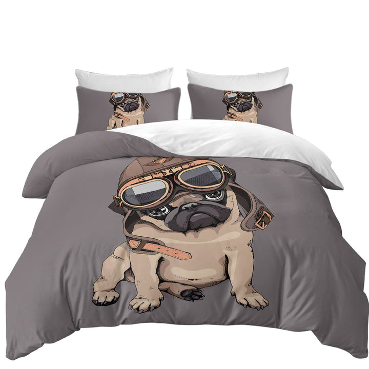 Cool Pilot Pug Queen Size Duvet Cover