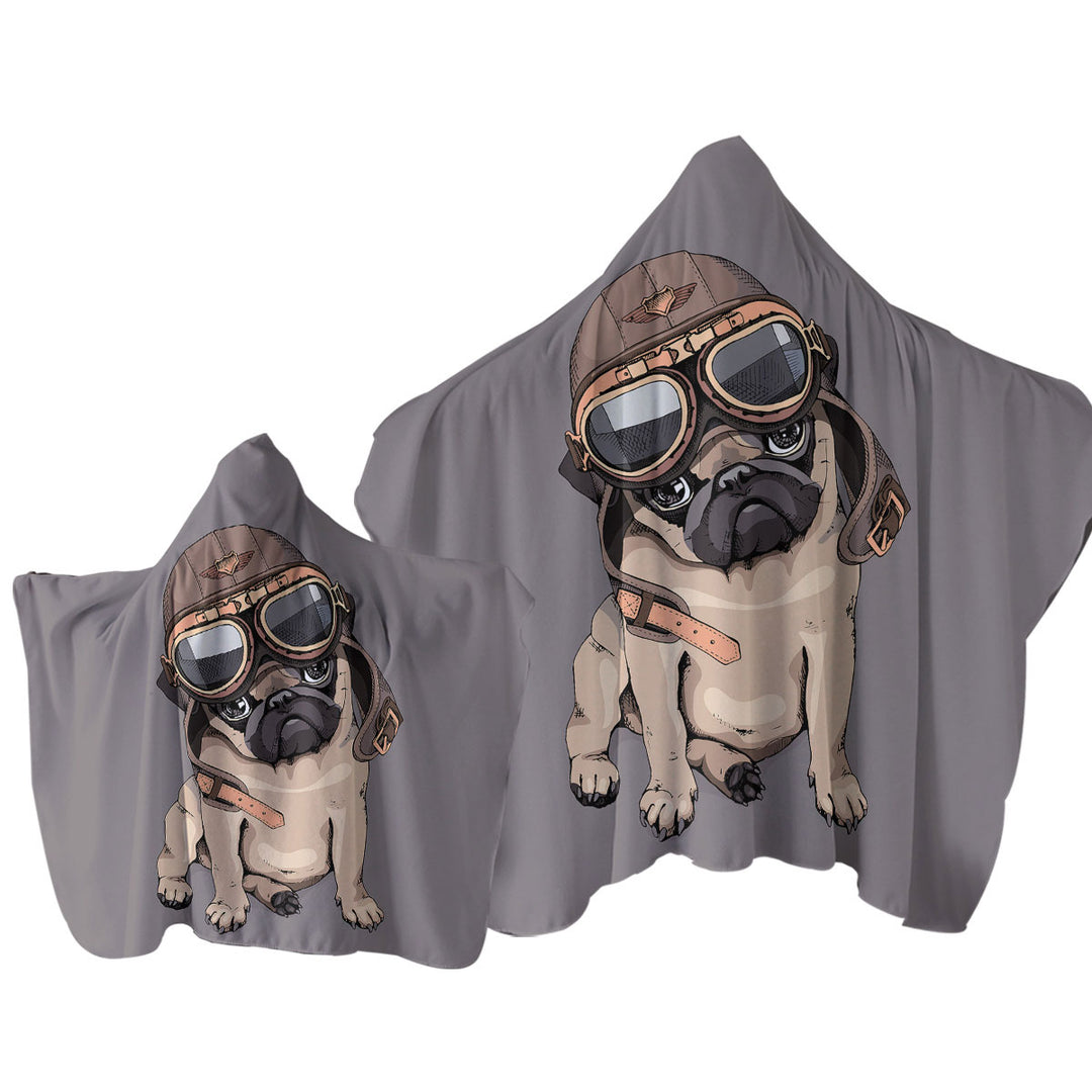 Cool Pilot Pug Towel with Hood