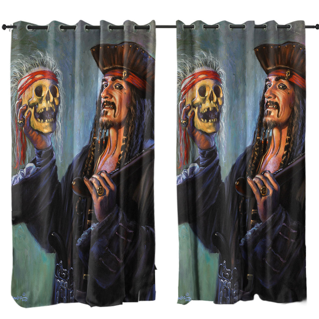 Cool Pirate Captain Painting Blackbeards Trophy Curtain