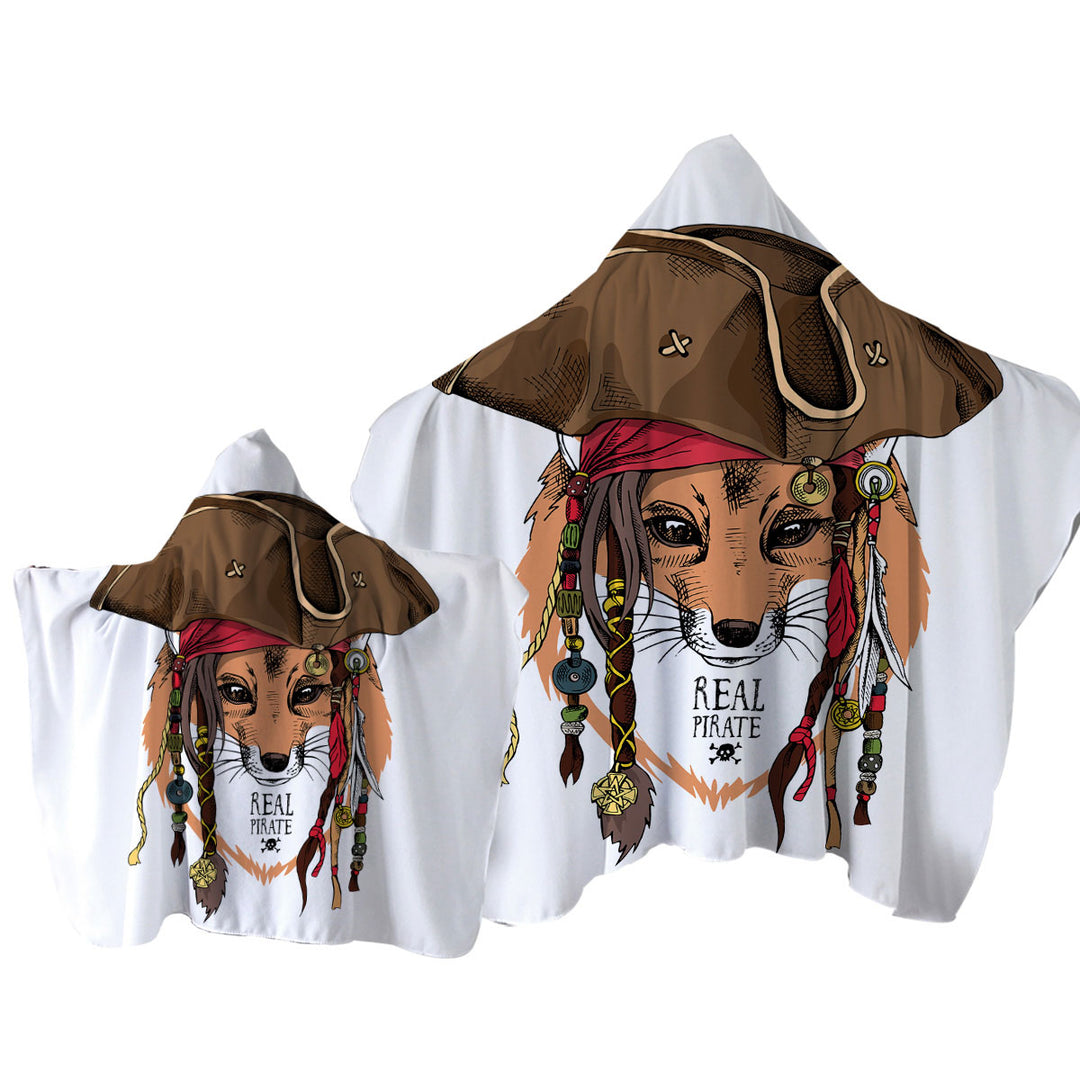 Cool Pirate Fox Hooded Beach Towel