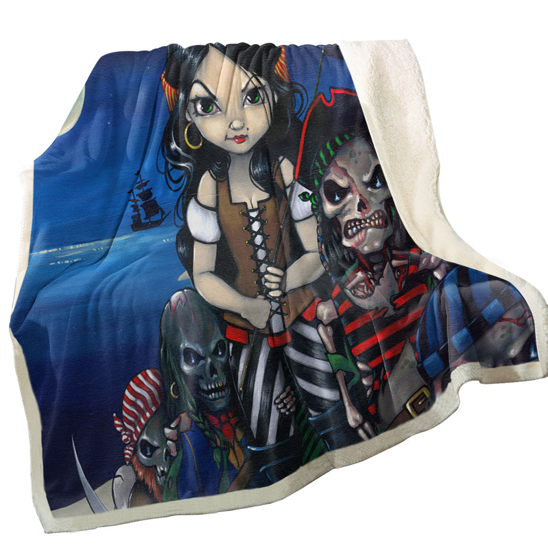 Cool Pirate Sherpa Blanket Art Arrival of the Damned