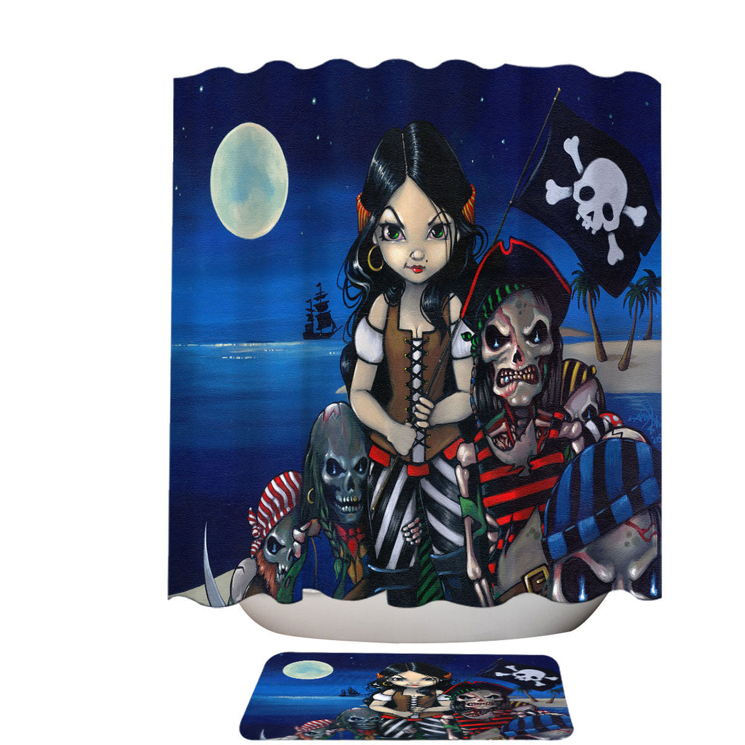 Cool Pirate Shower Curtain Art Arrival of the Damned