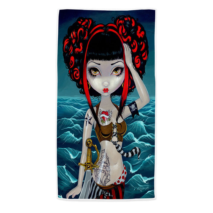 Cool Pool Towels Painting Pretty Pirate Polly Tough Girl