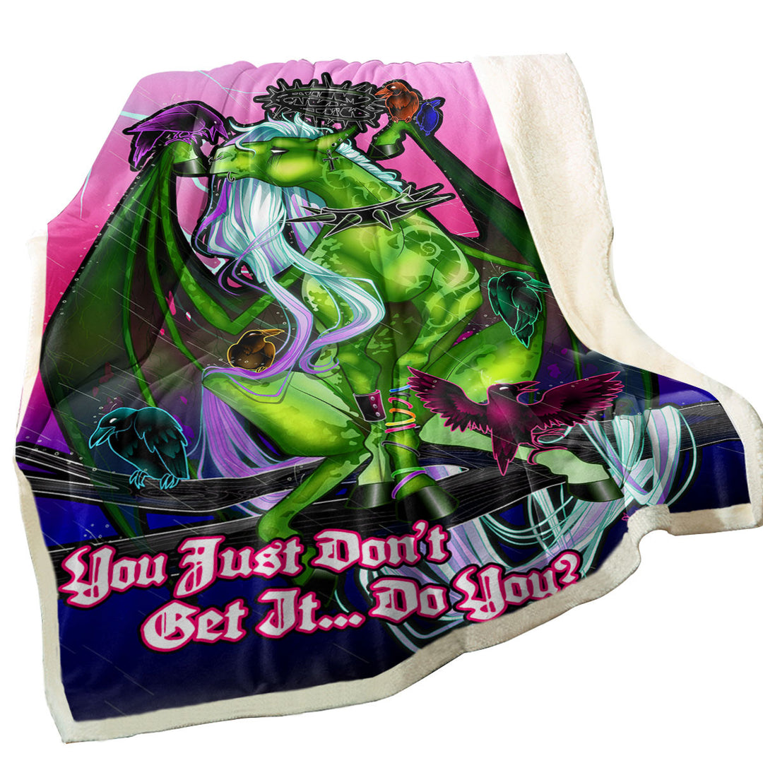 Cool Quote Throws Fantasy Art Green Dragon and Crows