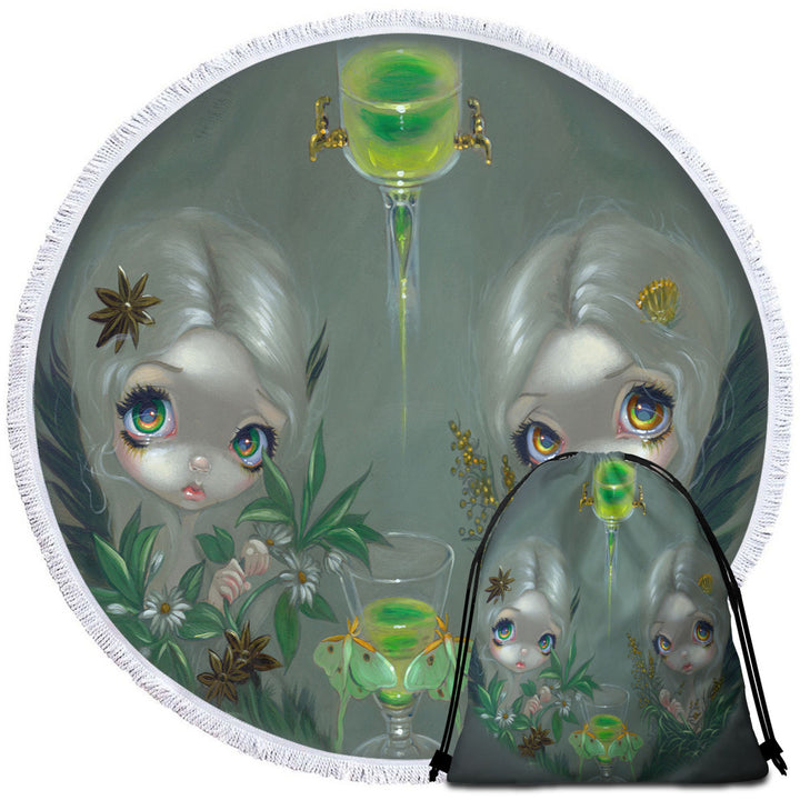 Cool Round Beach Towel Anise and Artemesia Two Absinthe Fairy Twin