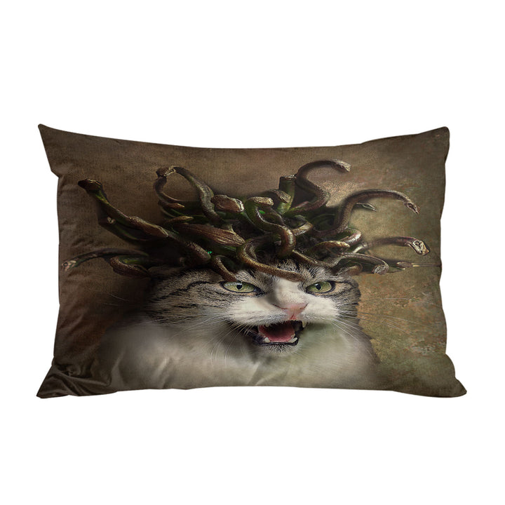 Cool Scary Fantasy Art Meowdusa the Medusa Cat Pillowcase