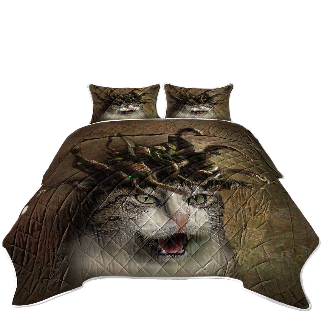 Cool Scary Fantasy Art Meowdusa the Medusa Cat Quilts