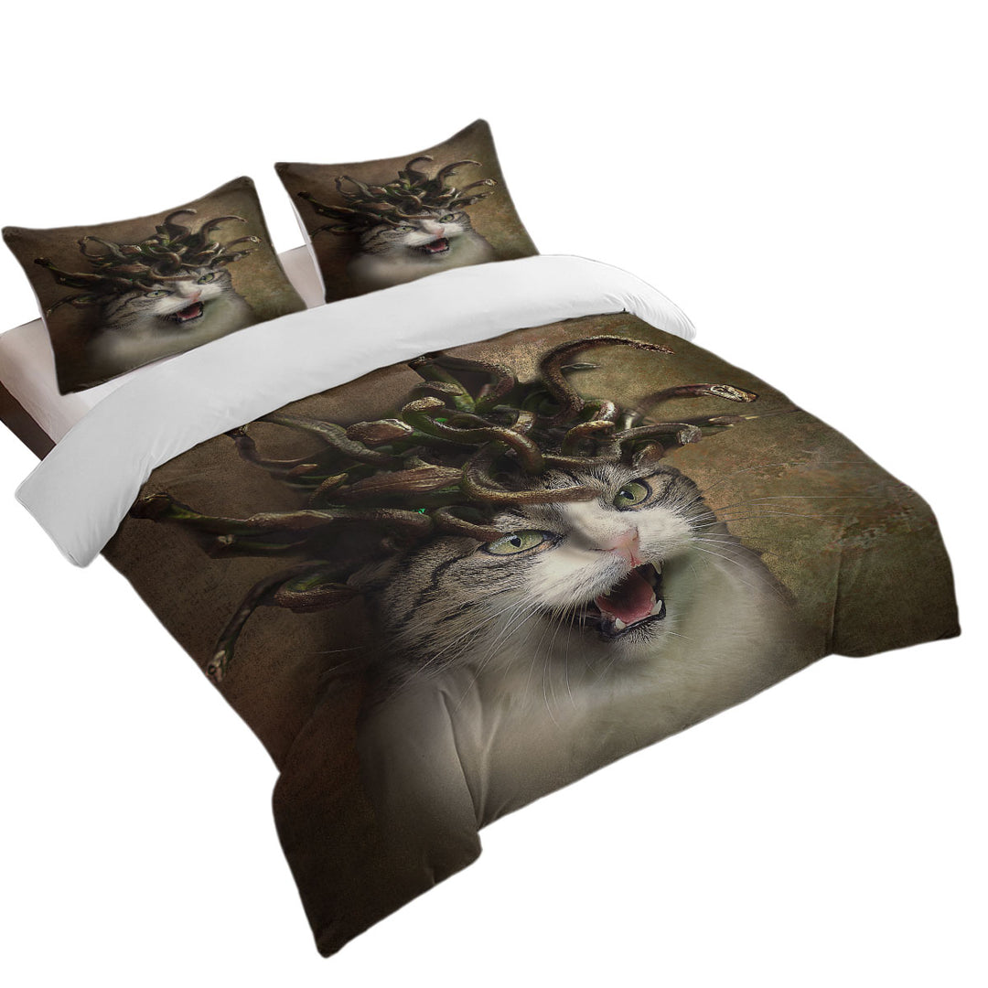 Cool Scary Fantasy Art Meowdusa the Medusa Cat Twin Duvet Covers