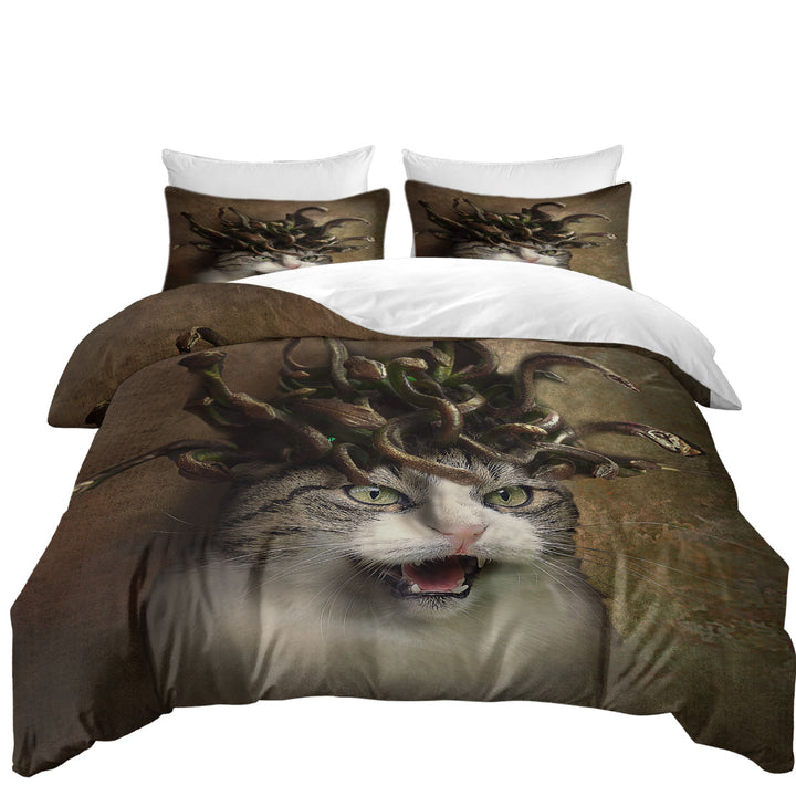 Cool Scary Fantasy Art Meowdusa the Medusa Cat Twin xl Duvet Covers