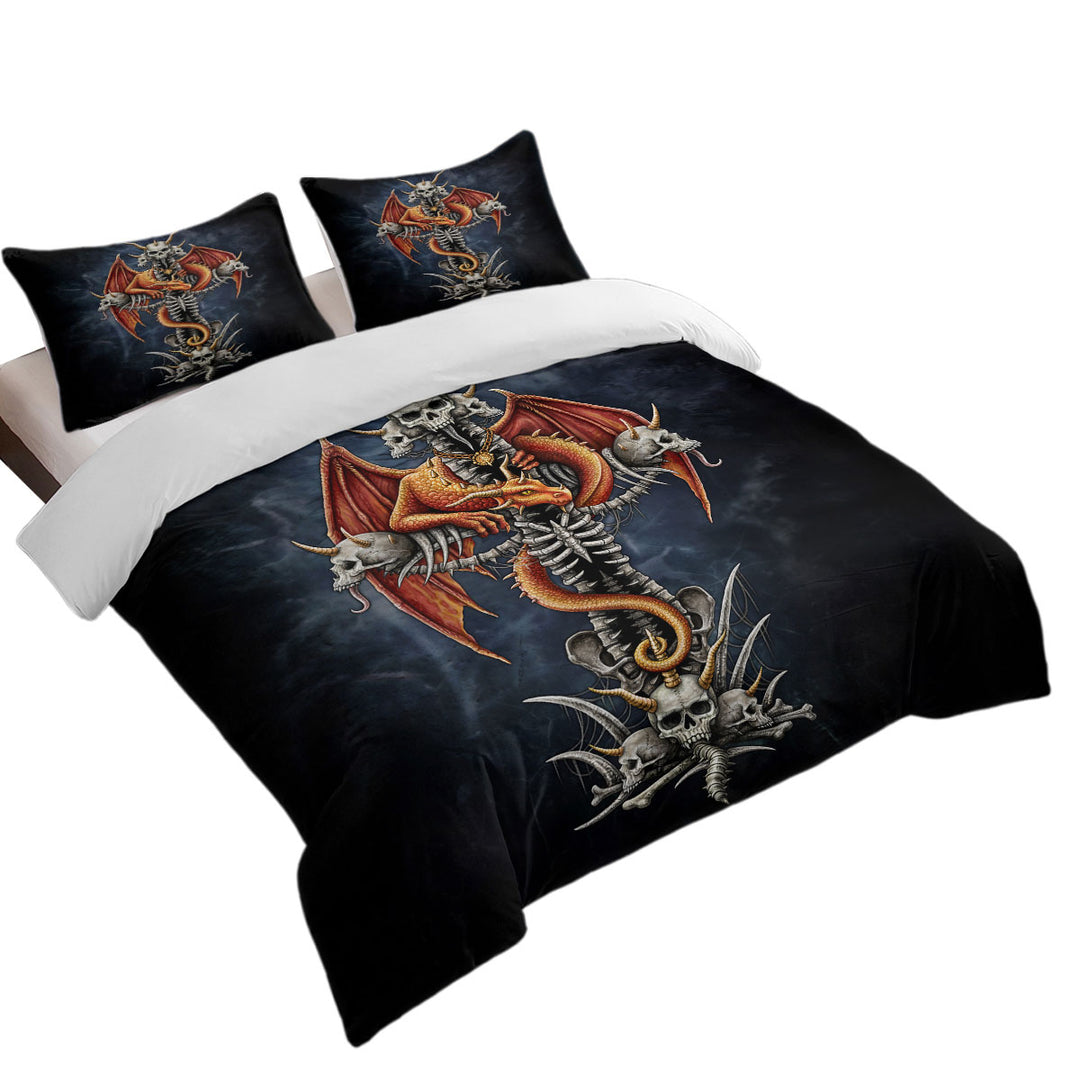 Cool Scary Fantasy Skulls Dragons Cross Bed Covers