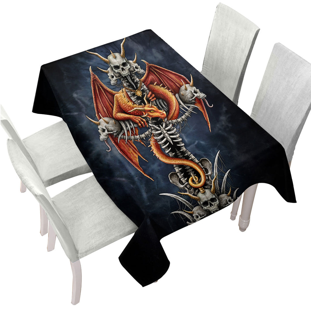 Cool Scary Fantasy Skulls Dragons Cross Custom table Covers