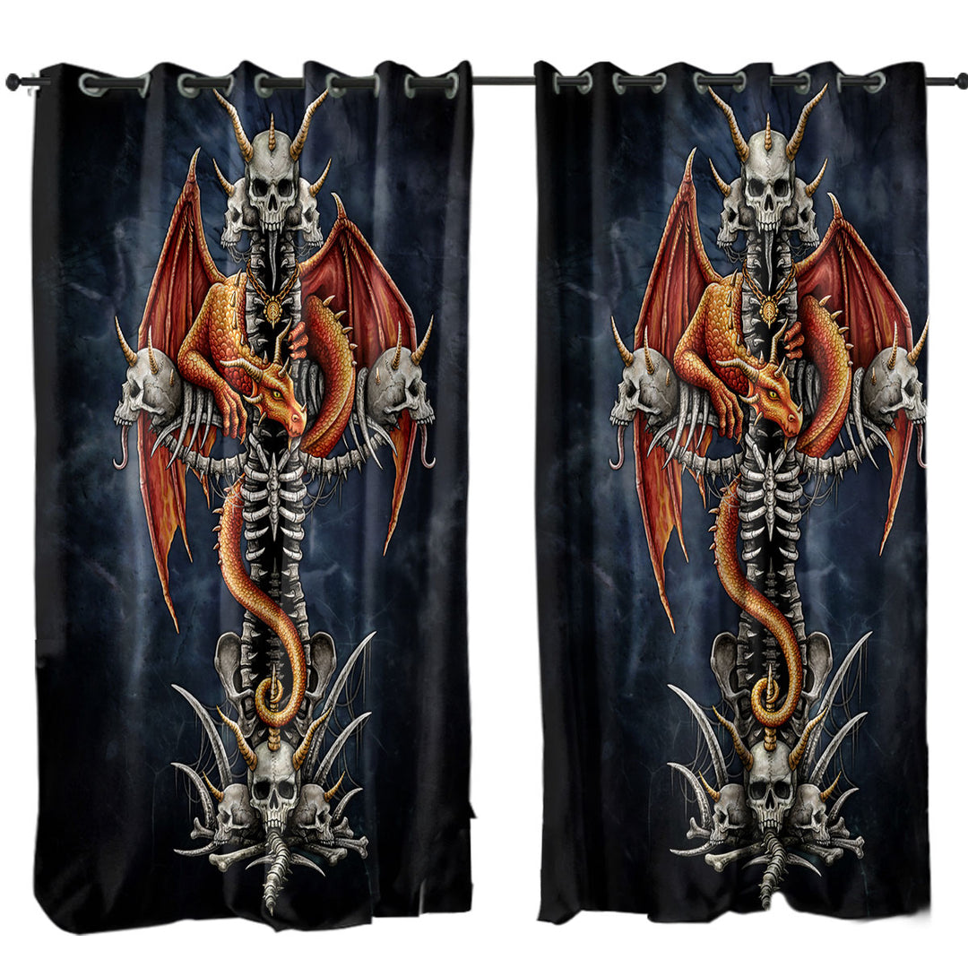 Cool Scary Fantasy Skulls Dragons Cross Drapes