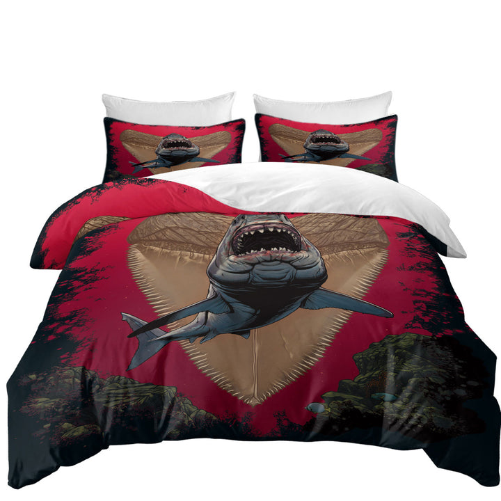 Cool Scary Marine life Art Frightening Shark Coverlets