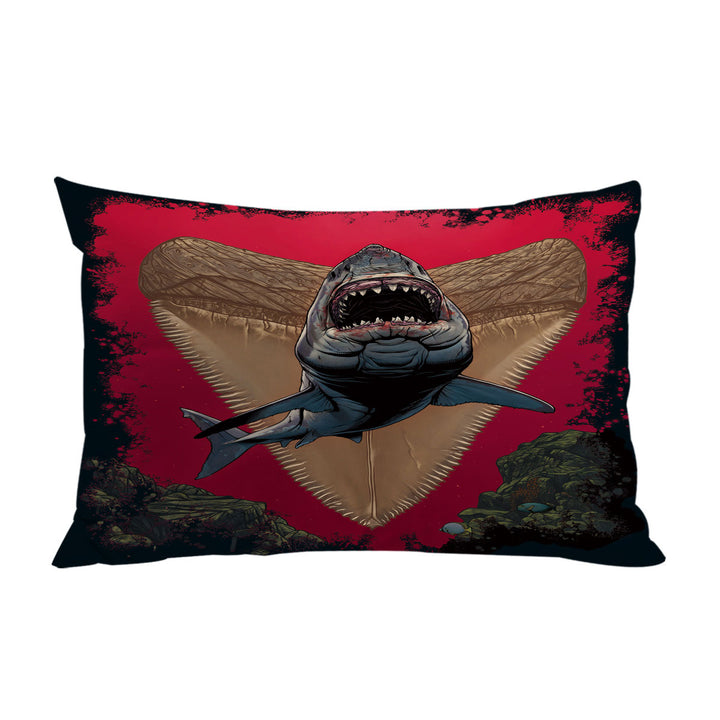 Cool Scary Marine life Art Frightening Shark Pillowcase