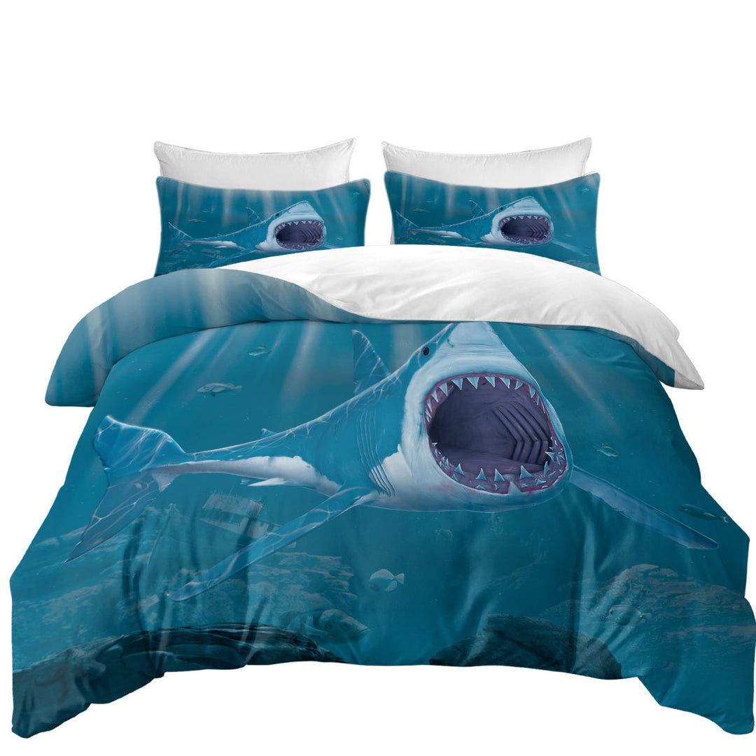 Cool Scary Marine life Art Shark Bite Duvet Cover Queen