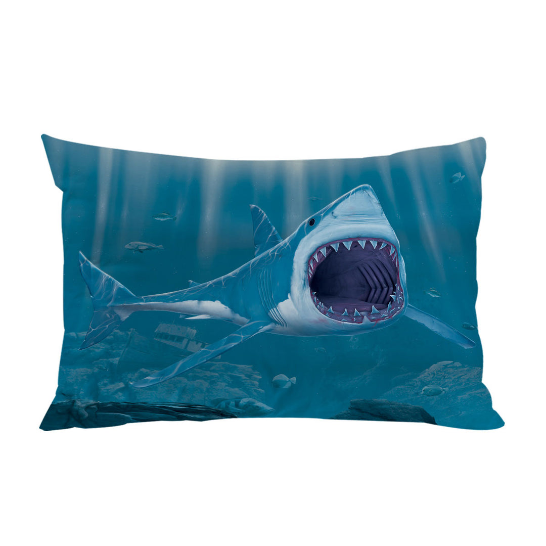 Cool Scary Marine life Art Shark Bite Pillowcase