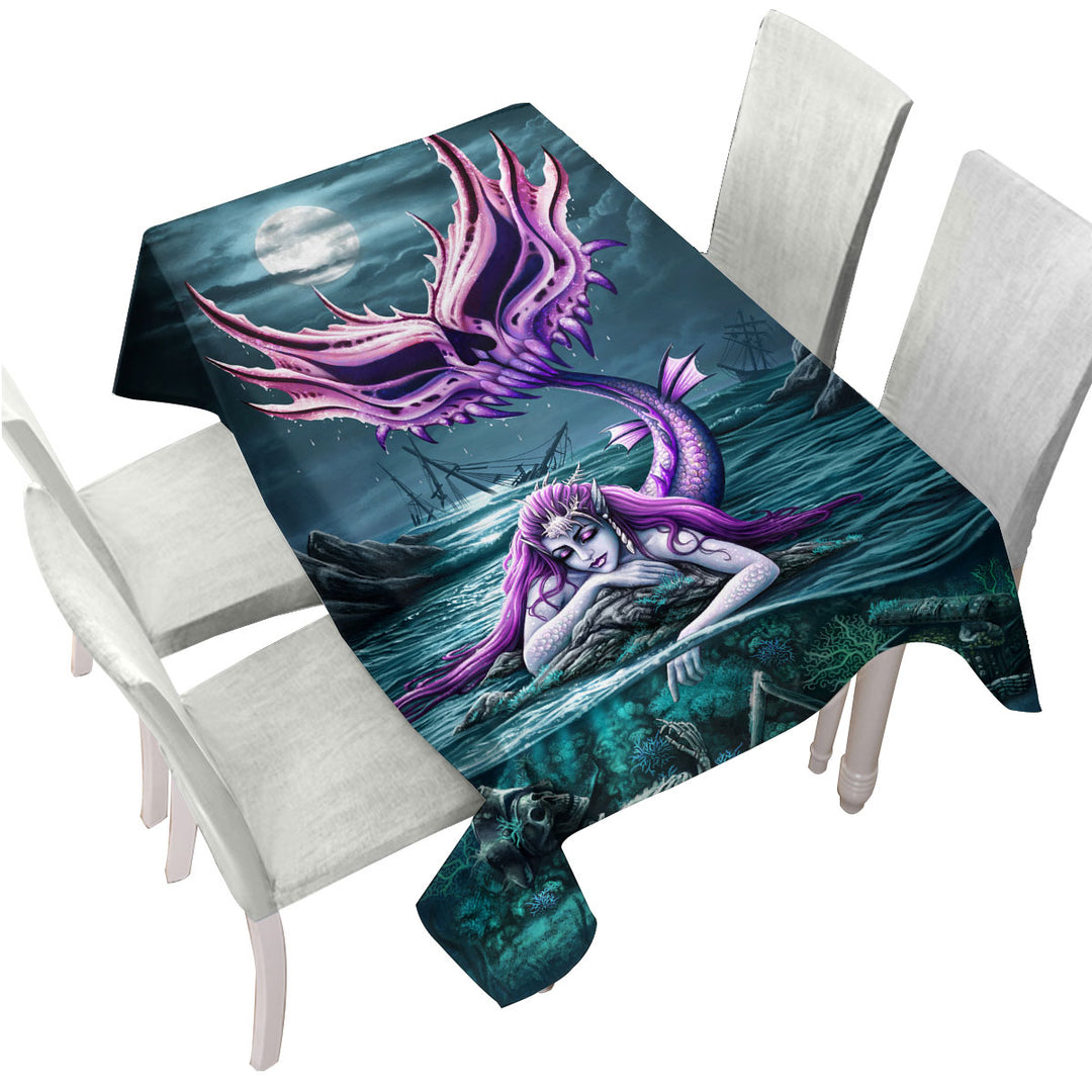 Cool Scary Ocean Art Skeleton and Mermaid Custom tablecloths