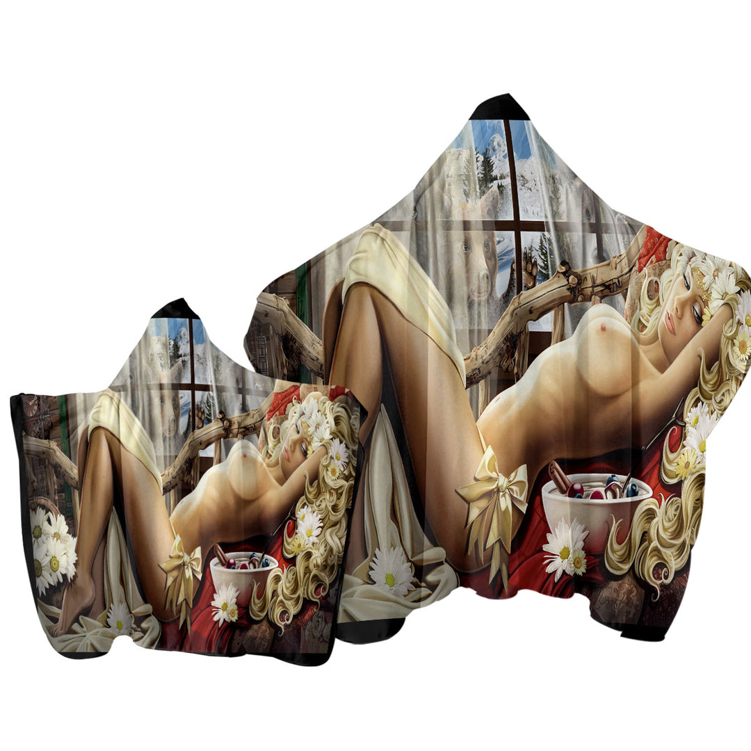 Cool Sexy Art Beautiful Woman Trying to Sleep Towel Hoodie