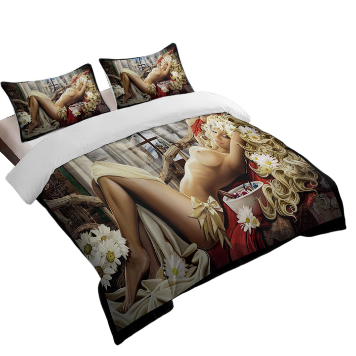 Cool Sexy Art Beautiful Woman Trying to Sleep Twin Duvet Covers