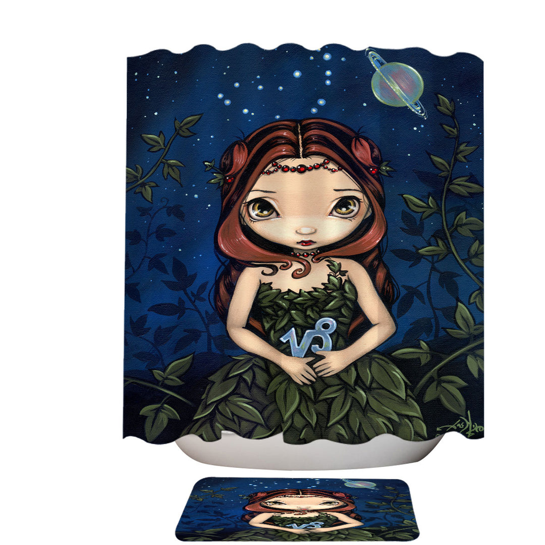 Cool Shower Curtain Zodiac Art Capricorn Night Girl