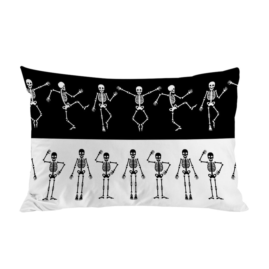 Cool Skeletons in Black White Stripes Pillow Case Covers