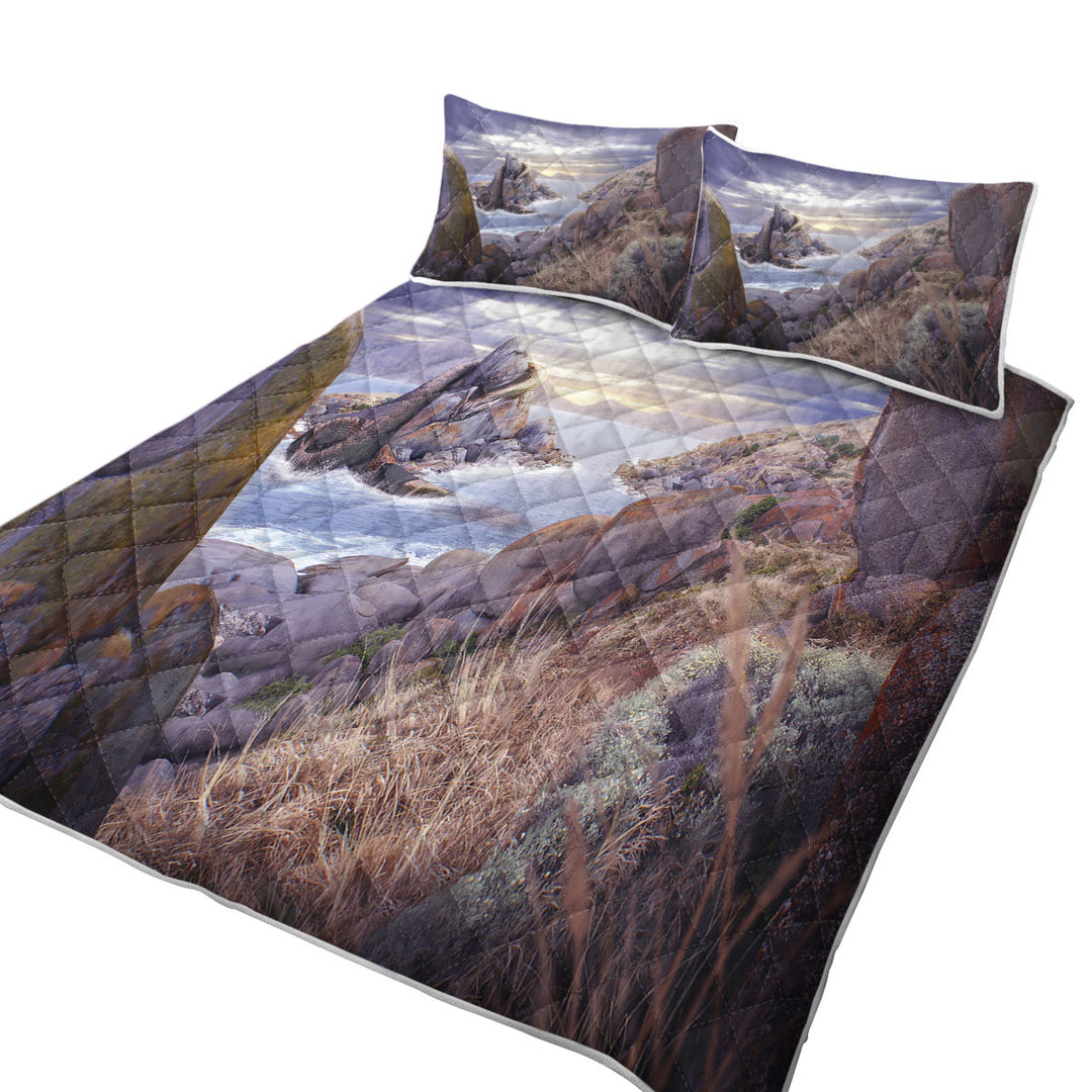 Cool Snake Dragon Monster on the Beach Coverlet