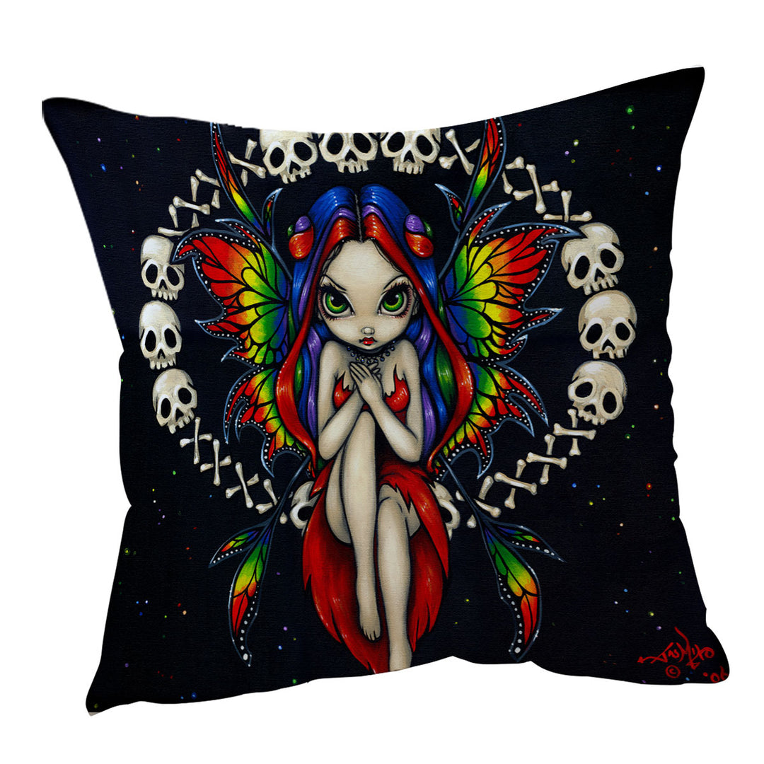 Cool Sofa Pillows Girls Painting Rainbow of Bones Fairy