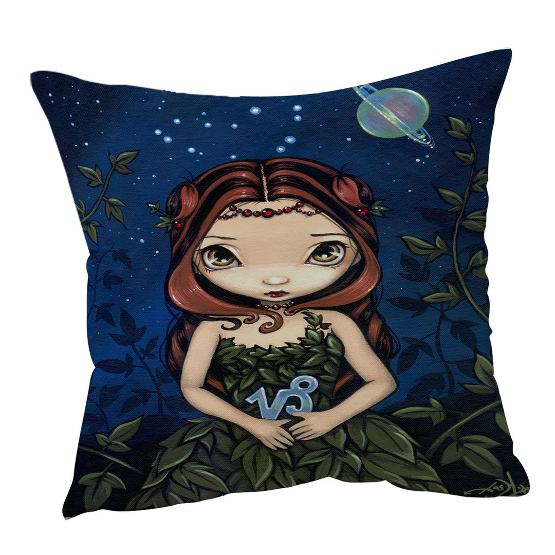 Cool Sofa Pillows Zodiac Art Capricorn Night Girl