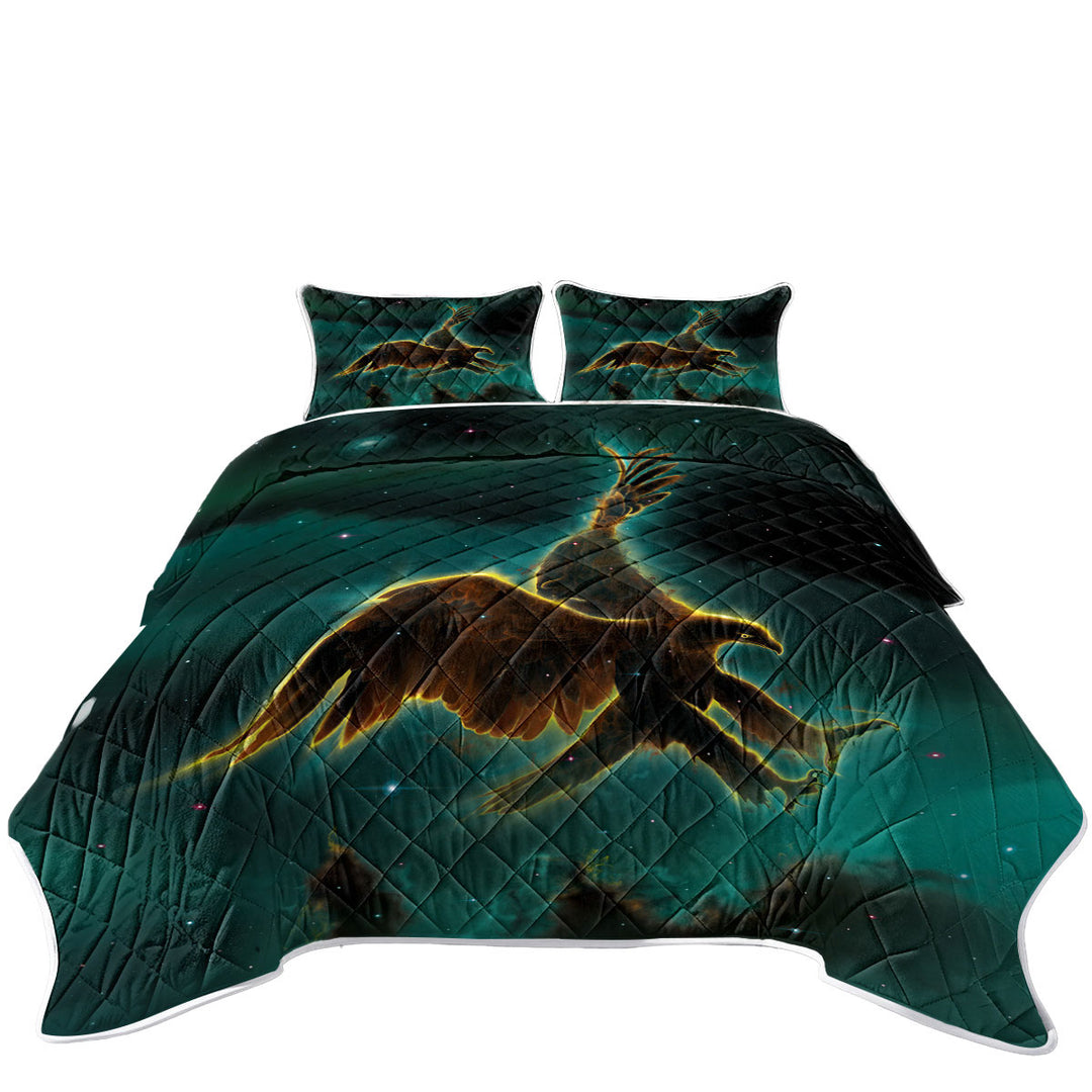 Cool Space Art Galaxy Eagle Coverlet