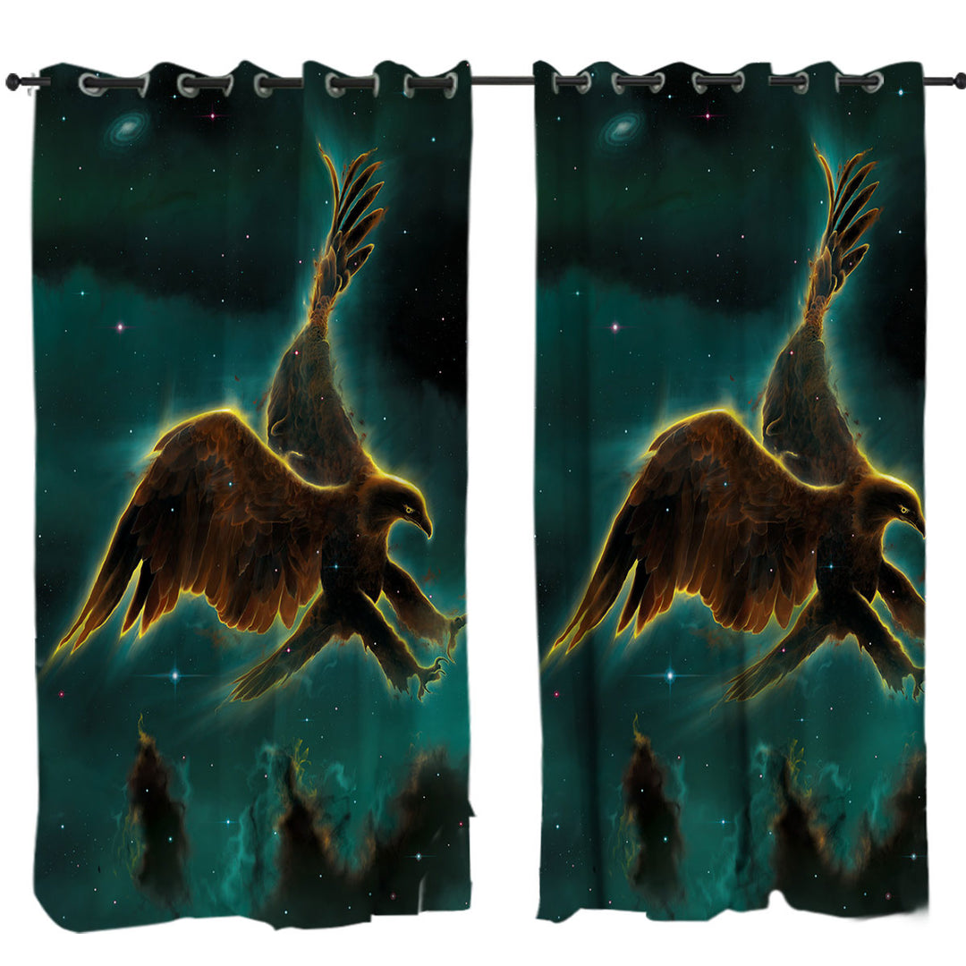 Cool Space Art Galaxy Eagle Drapes