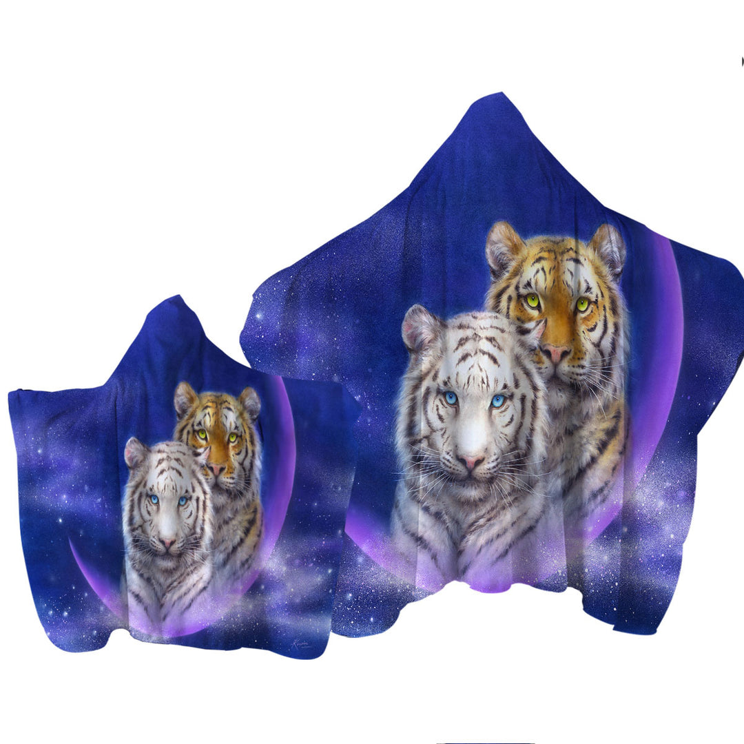 Cool Space Milky Way Orange and White Tigers Towel Hoodie