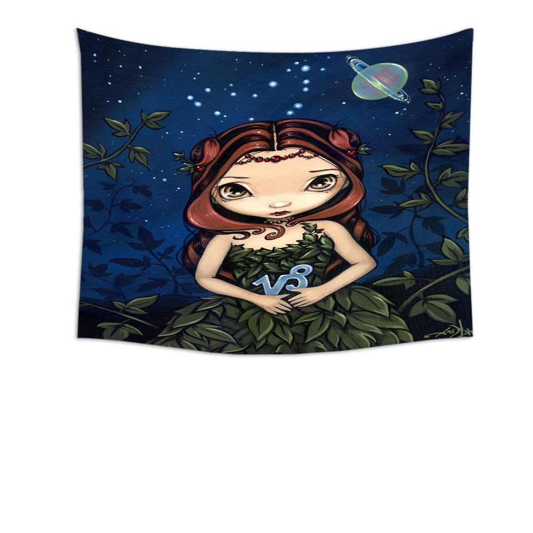 Cool Tapestry Wall Decor Zodiac Art Capricorn Night Girl