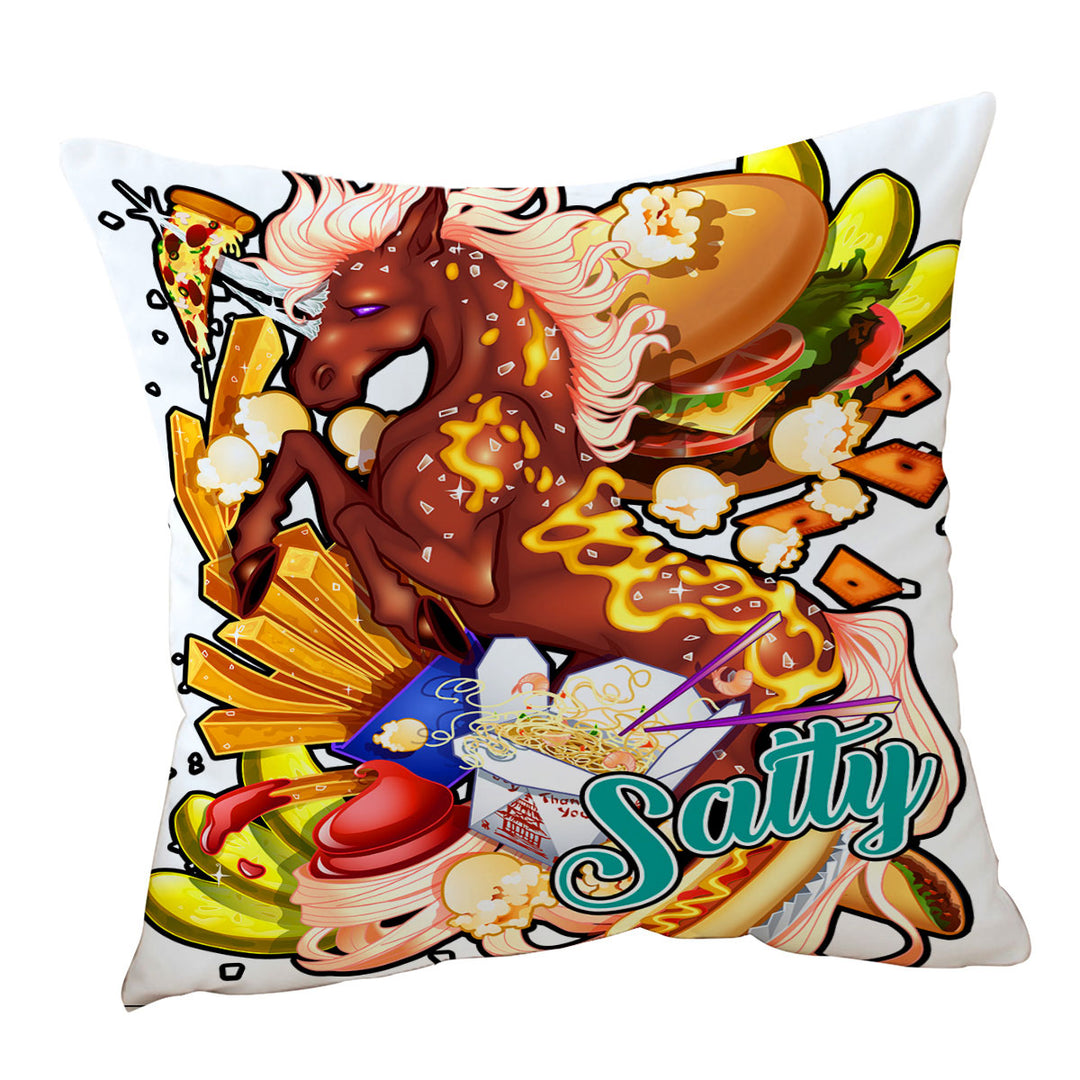 Cool Throw Pillows Unicorn Rudicorn Salty Junk Food