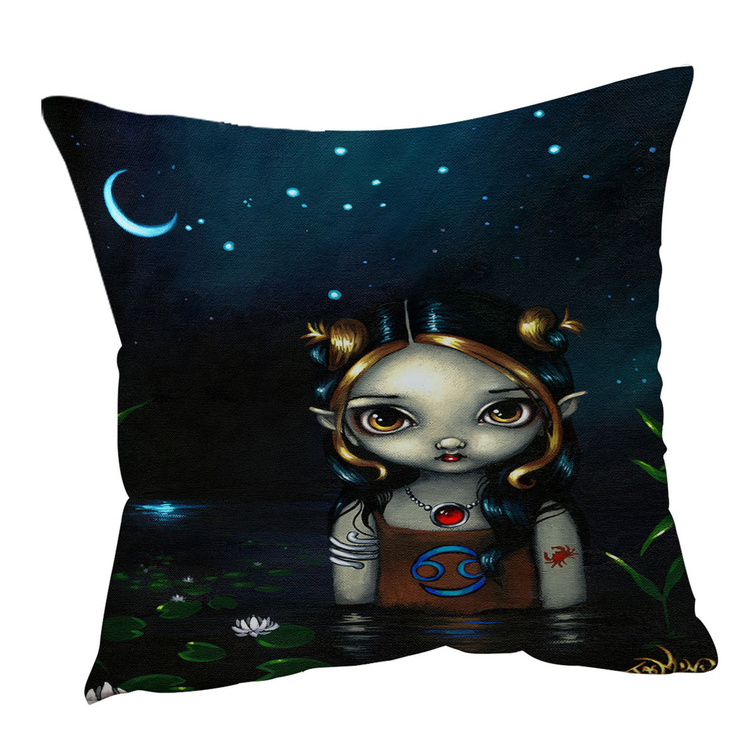 Cool Throw Pillows Zodiac Art Cancer Night Girl