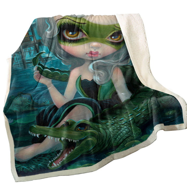 Cool Throws Fantasy Art the Alligator Girl