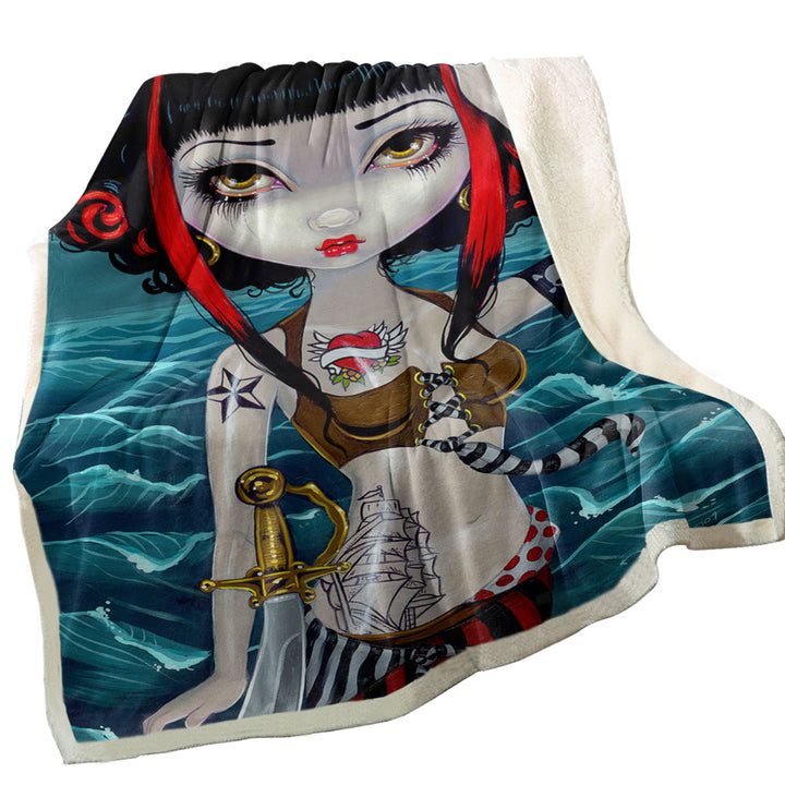 Cool Throws Painting Pretty Pirate Polly Tough Girl