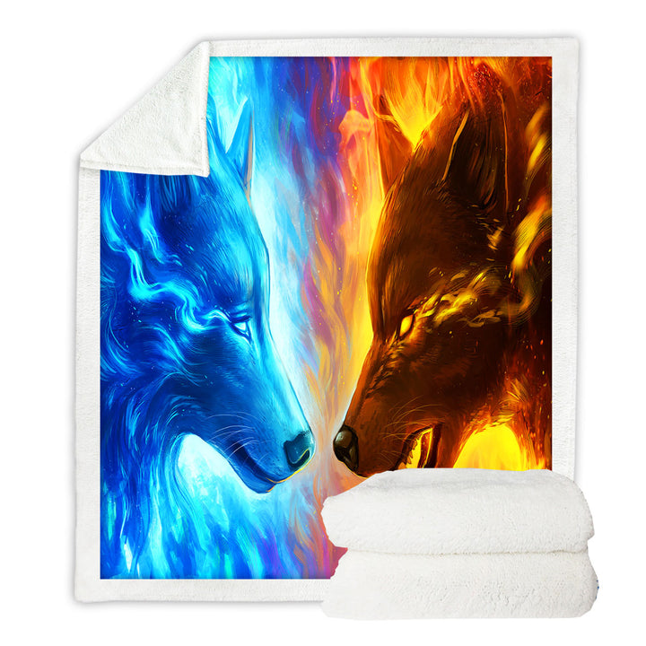 Cool Throws with Animals Fire and Ice Wolves