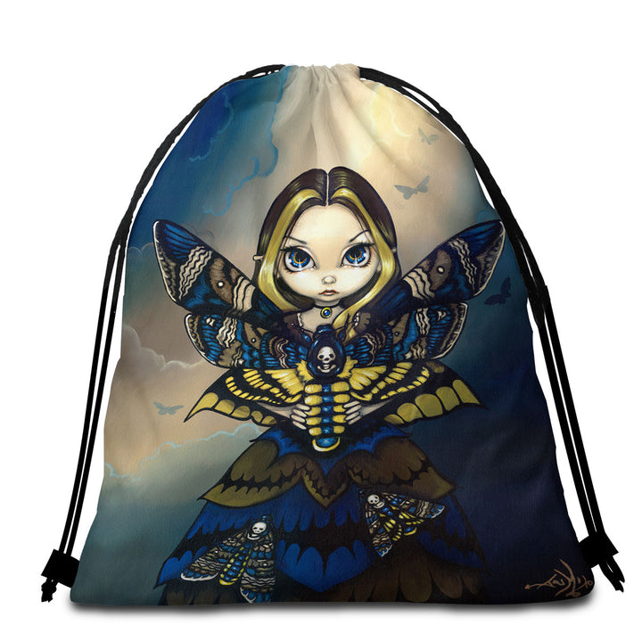 Cool Travel Beach Towel Moth Queen the Death_s Head Moth Fairy