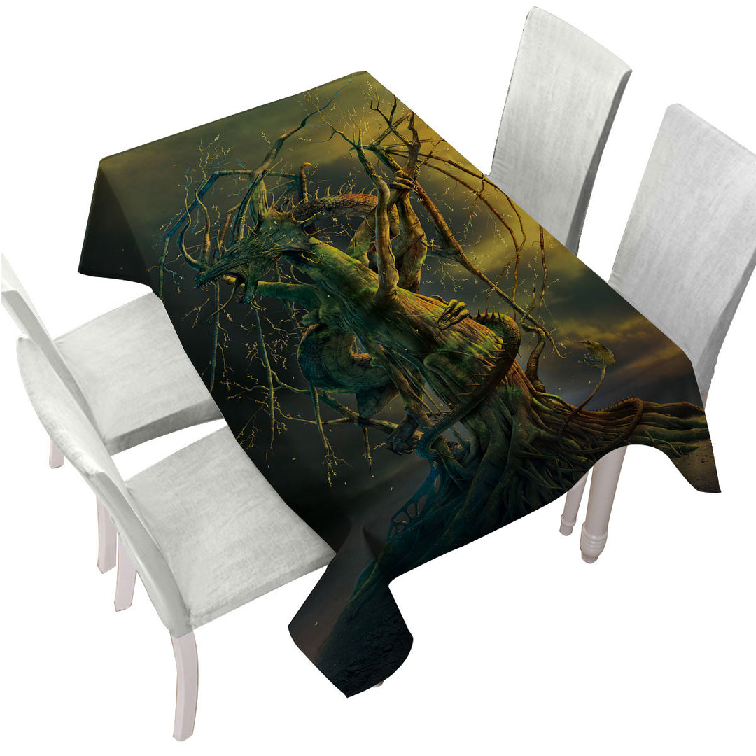 Cool Tree Dragon Art Fantasy Custom table cloth