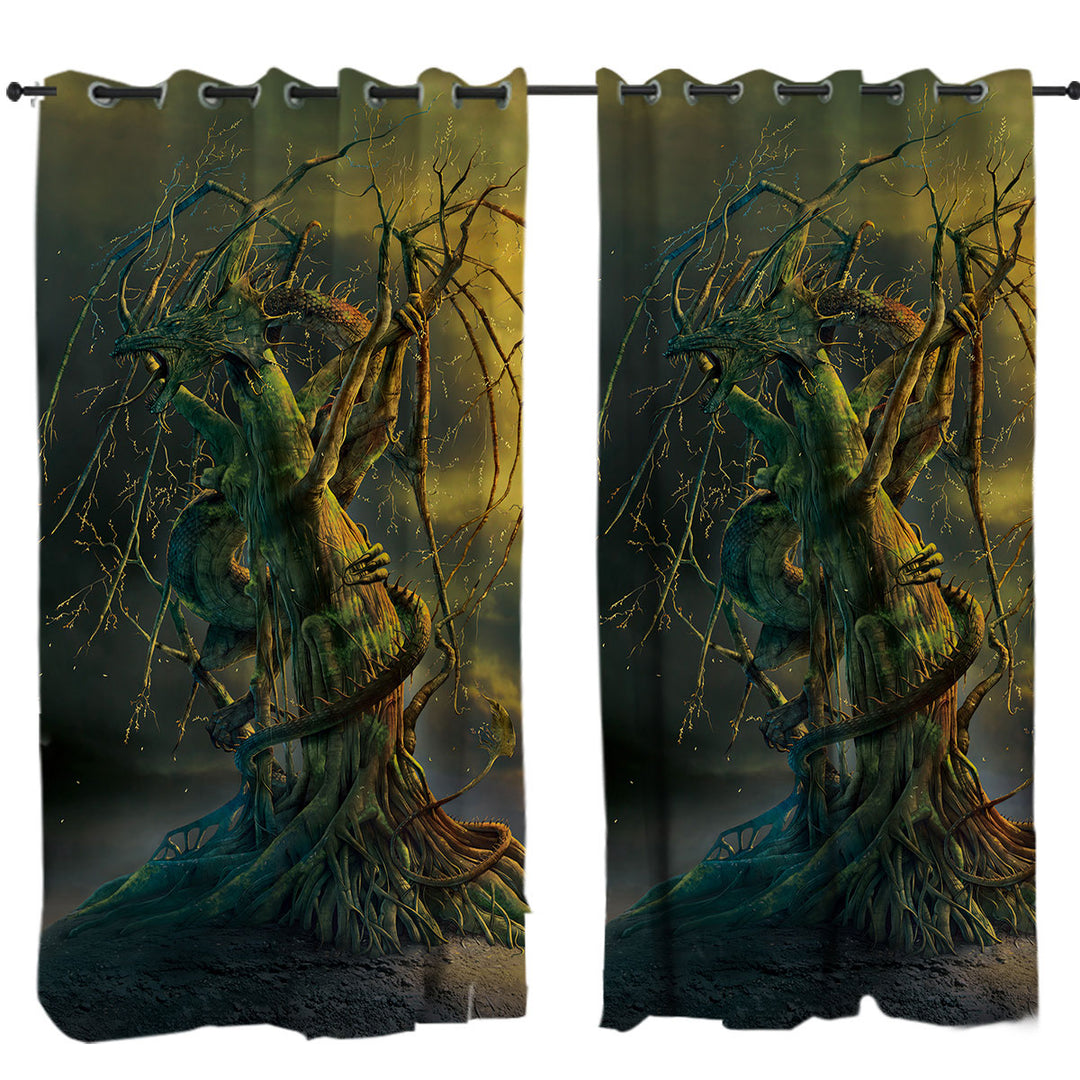 Cool Tree Dragon Art Fantasy Drapery