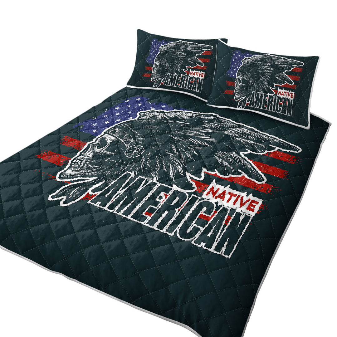 Cool USA Native American Chief Skull Coverlet