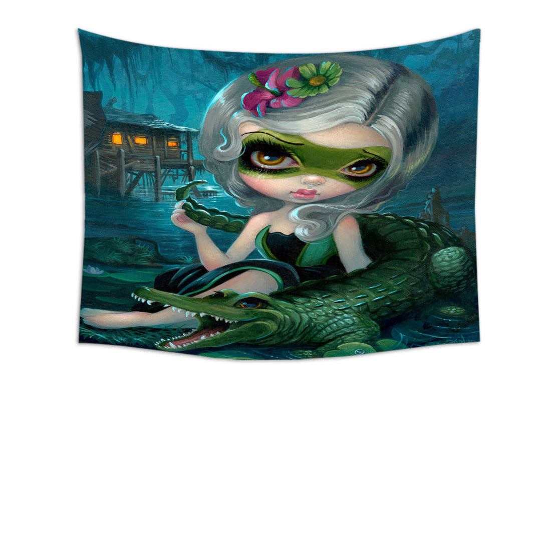 Cool Wall Decor Fantasy Art the Alligator Girl Tapestry