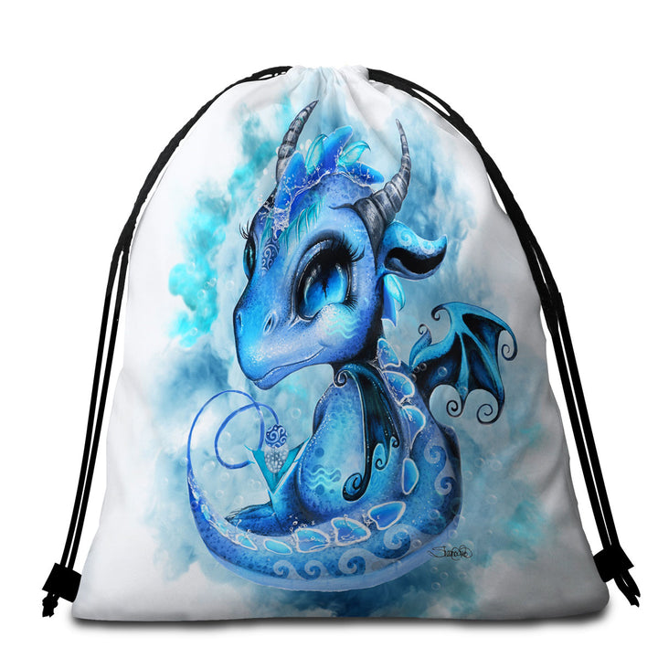 Cool Water Drops Lil Dragon Beach Towels and Bags for Kids