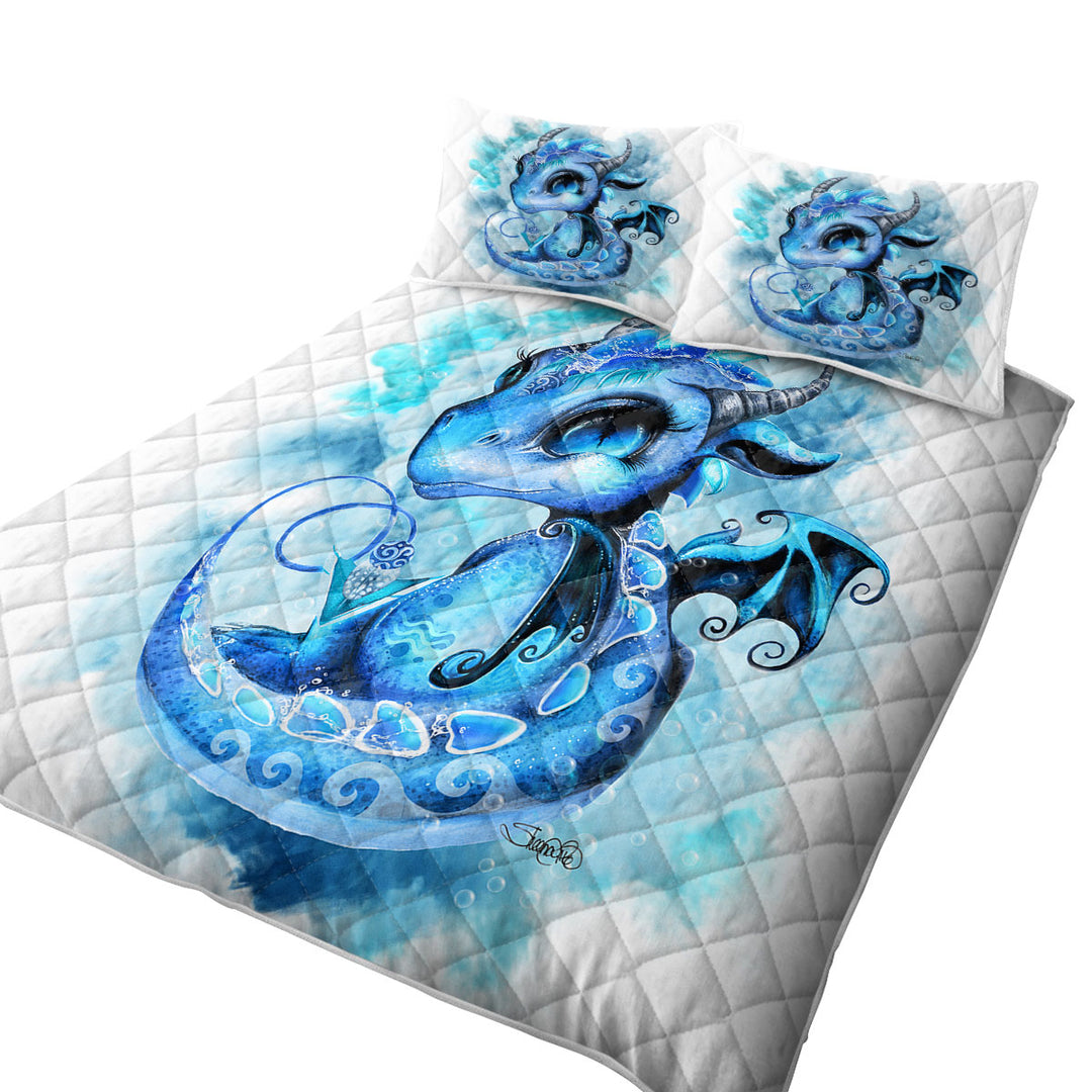 Cool Water Drops Lil Dragon King Size Bedspreads