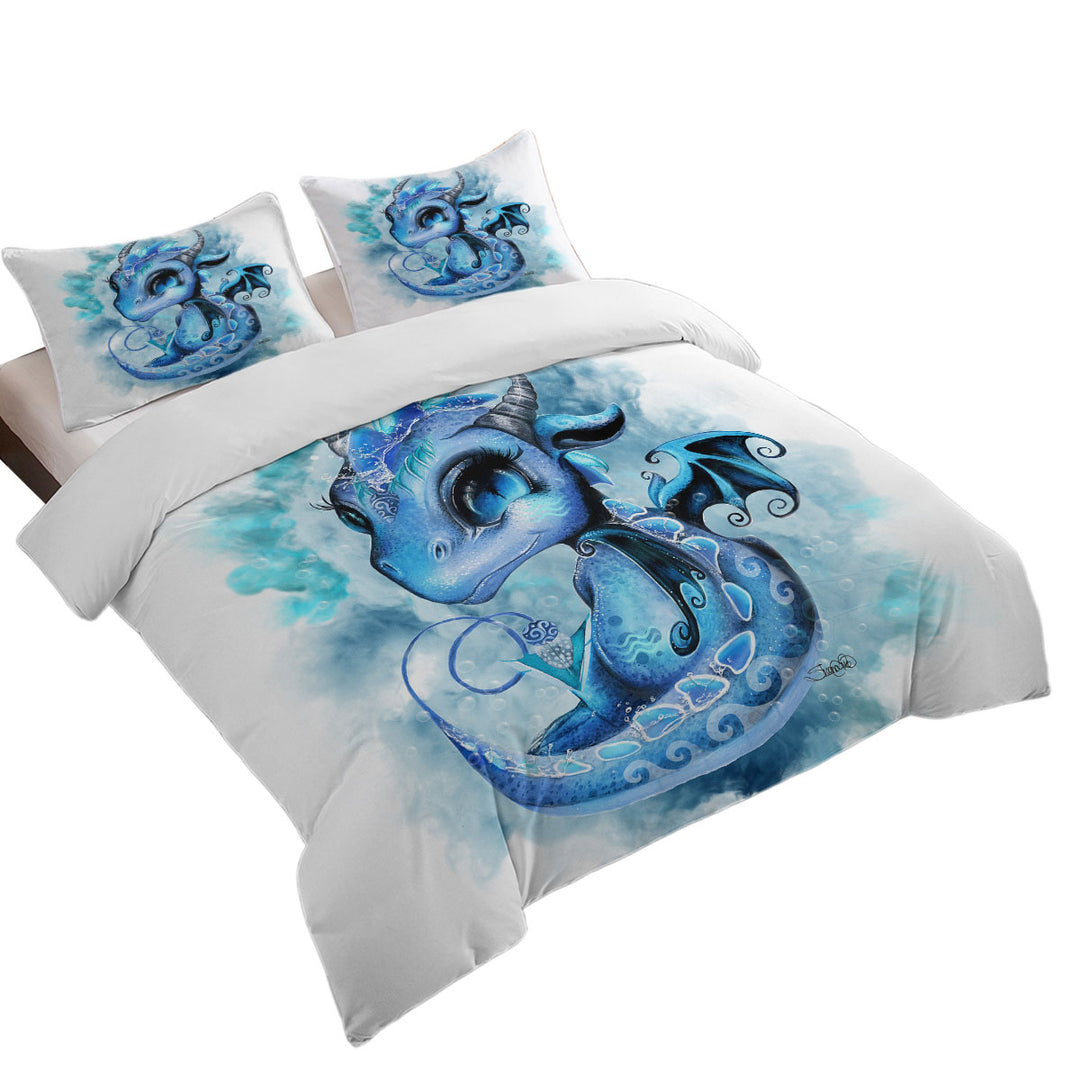 Cool Water Drops Lil Dragon Oversized King Duvet Cover