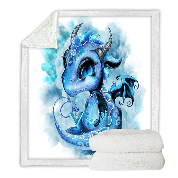 Cool Water Drops Lil Dragon Sherpa Blanket for Kids