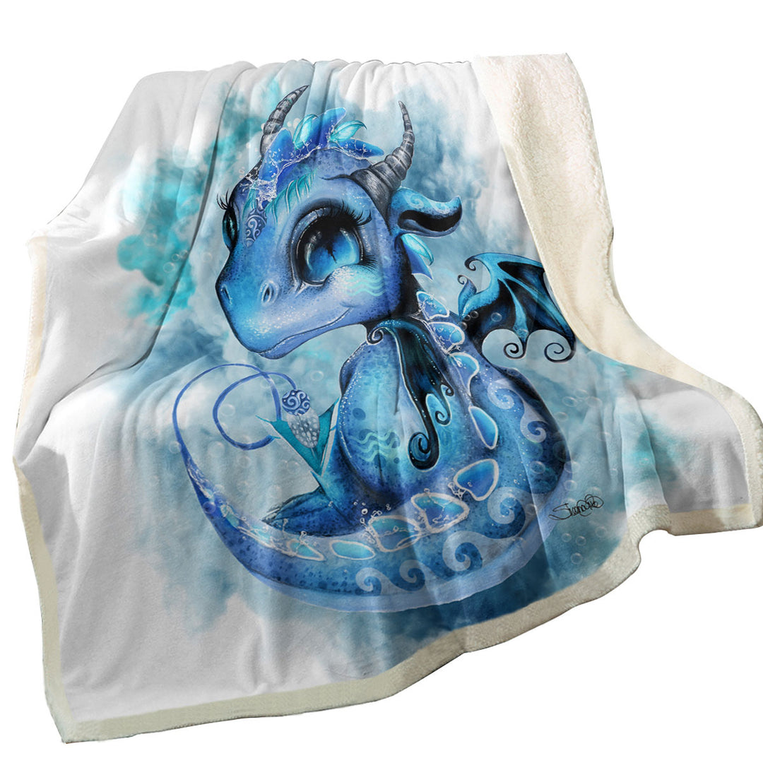 Cool Water Drops Lil Dragon Throw Blanket for Kids