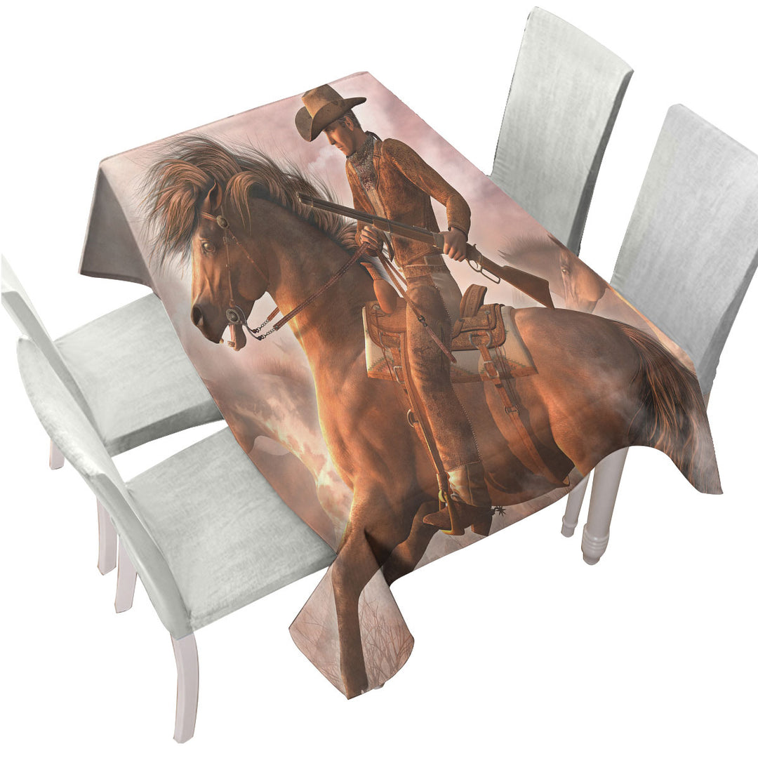 Cool Western Horse the Range Rider Custom table Covers