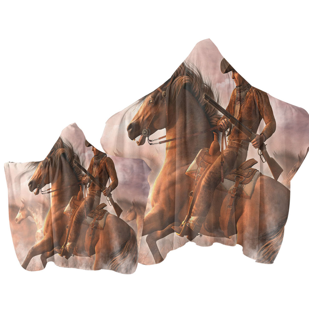 Cool Western Horse the Range Rider Towel with Hood