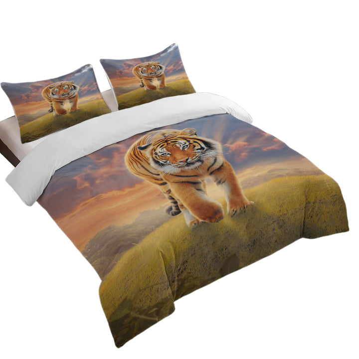 Cool Wildlife Animal Art Rising Sun Tiger California King Duvet Cover